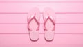 Pastel Pink Flip-Flops on Wooden Background Royalty Free Stock Photo