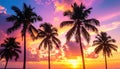 Tropical Sunset with Palm Trees Royalty Free Stock Photo