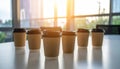 Coffee Cups Lined Up Royalty Free Stock Photo