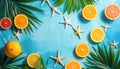 Tropical Citrus Summer Flat Lay Royalty Free Stock Photo