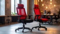 Modern Red Office Chairs in Industrial Setting Royalty Free Stock Photo