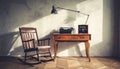 Vintage Writing Nook with Rocking Chair and Typewriter Royalty Free Stock Photo