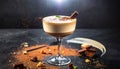 Gourmet Coffee Mousse or Tiramisu Parfait in a Coupe Glass Royalty Free Stock Photo