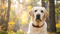 Portrait of a cute Labrador Retriever dog outside. Text area Royalty Free Stock Photo