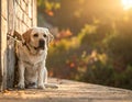 Portrait of a cute Labrador Retriever dog outside. Text area Royalty Free Stock Photo