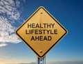Healthy Lifestyle Ahead Road Sign Royalty Free Stock Photo
