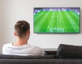 Man Watching Soccer on TV Royalty Free Stock Photo
