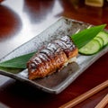 Grilled Eel Sushi on Plate Royalty Free Stock Photo