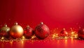 Gradient Red-to-Gold Christmas Scene with Glowing Lights and Ornate Ornaments Royalty Free Stock Photo