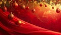 Gradient Red-to-Gold Christmas Scene with Glowing Lights and Ornate Ornaments Royalty Free Stock Photo