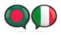 Flags of Italy and bangladesh inside chat bubbles isolated on white. 3D illustration Royalty Free Stock Photo