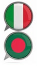 Flags of Italy and bangladesh inside chat bubbles isolated on white. 3D illustration Royalty Free Stock Photo