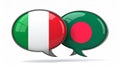 Flags of Italy and bangladesh inside chat bubbles isolated on white. 3D illustration Royalty Free Stock Photo