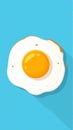 Fried egg vector flat illustration on blue background. Royalty Free Stock Photo