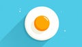 Fried egg vector flat illustration on blue background. Royalty Free Stock Photo