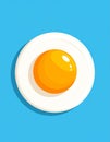 Fried egg vector flat illustration on blue background. Royalty Free Stock Photo