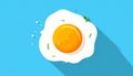 Fried egg vector flat illustration on blue background. Royalty Free Stock Photo