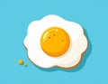 Fried egg vector flat illustration on blue background. Royalty Free Stock Photo
