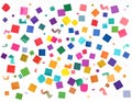 Geometric confetti vector background. Scatter of square elements. Random colored squa Royalty Free Stock Photo