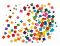Geometric confetti vector background. Scatter of square elements. Random colored squa Royalty Free Stock Photo