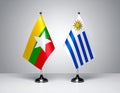 Myanmar and Uruguay flags the relationship with the table, gradient background. Vector Royalty Free Stock Photo