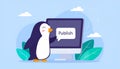 Cute Penguin Publishing Content Online Illustration Royalty Free Stock Photo