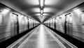 Speed and Symmetry: Moving Trains in a Modern Subway Station Royalty Free Stock Photo