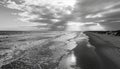 Dramatic Black and White Seascape with Sun Rays Royalty Free Stock Photo