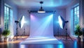 Modern Photography Studio with Professional Lighting Setup Royalty Free Stock Photo