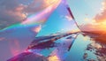 Surreal Landscape Reflected in a Crystal Prism at Sunset Royalty Free Stock Photo