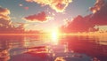 Serene Ocean Sunset with Dramatic Pink Clouds Royalty Free Stock Photo