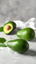 Tasty ripe green avocados on grey background Royalty Free Stock Photo