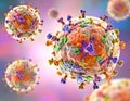 Measles morbilliviruses, illustration. Measles also known as morbilli and rubeola Royalty Free Stock Photo