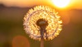 Dandelion backlighted by the sun. close up Royalty Free Stock Photo