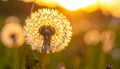 Dandelion backlighted by the sun. close up Royalty Free Stock Photo