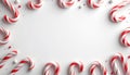 Christmas Candy Cane Frame on White Background Royalty Free Stock Photo