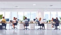 Modern Open Office Space with Employees Royalty Free Stock Photo
