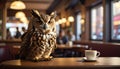The story of an owl (in cafe) Royalty Free Stock Photo