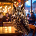 The story of an owl (in cafe) Royalty Free Stock Photo