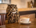 The story of an owl (in cafe) Royalty Free Stock Photo
