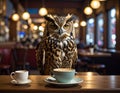 The story of an owl (in cafe) Royalty Free Stock Photo
