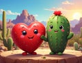 Toy heart and cactus illustration. Royalty Free Stock Photo