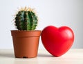 Toy heart and cactus illustration. Royalty Free Stock Photo