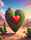 Toy heart and cactus illustration. Royalty Free Stock Photo