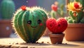 Toy heart and cactus illustration. Royalty Free Stock Photo