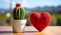 Toy heart and cactus illustration. Royalty Free Stock Photo