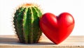 Toy heart and cactus illustration. Royalty Free Stock Photo