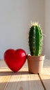 Toy heart and cactus illustration. Royalty Free Stock Photo