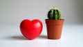 Toy heart and cactus illustration. Royalty Free Stock Photo