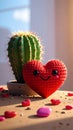 Toy heart and cactus illustration. Royalty Free Stock Photo